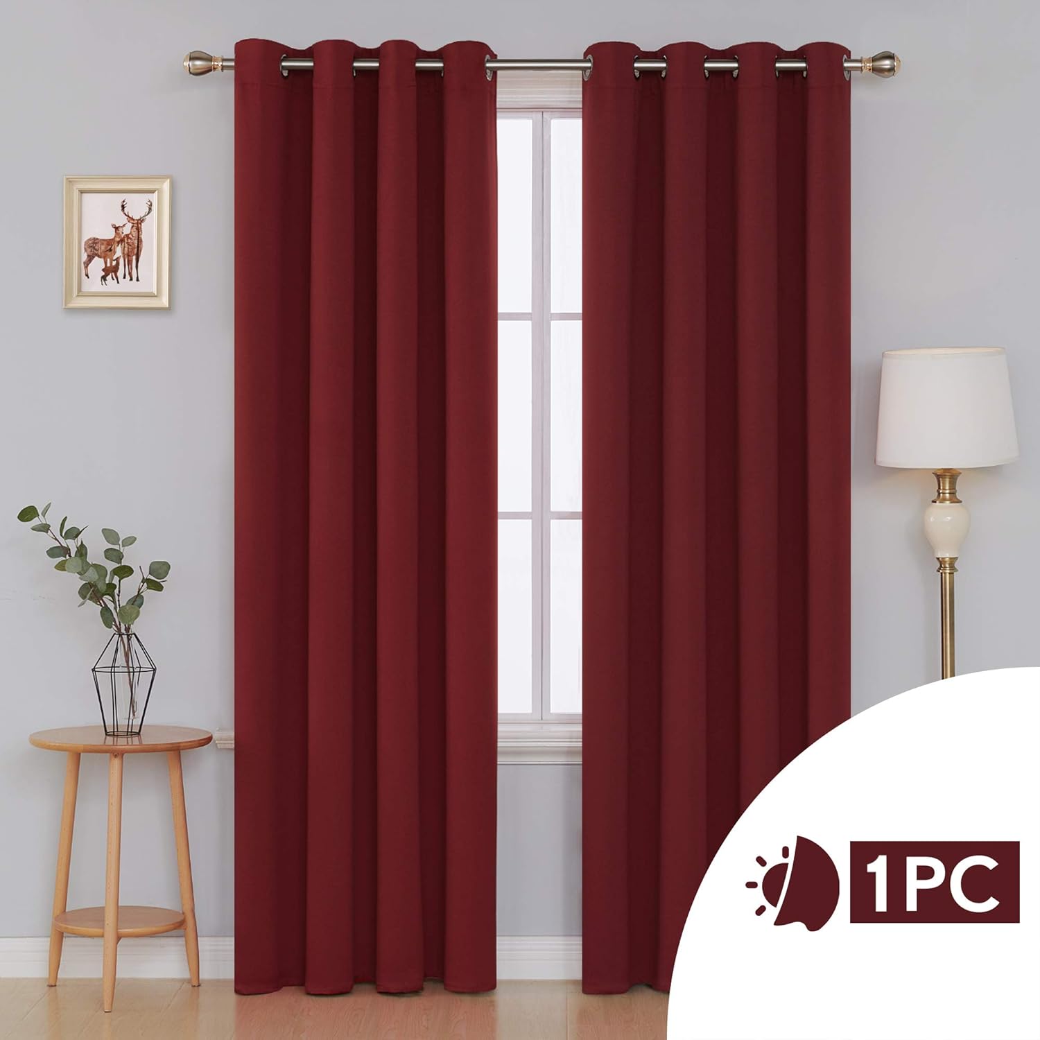 Thumbnail 2 de Deconovo Thermo-Gardine Blickdicht mit Ösen, 1 Schlaufenschal (290 x 140 cm), Rot