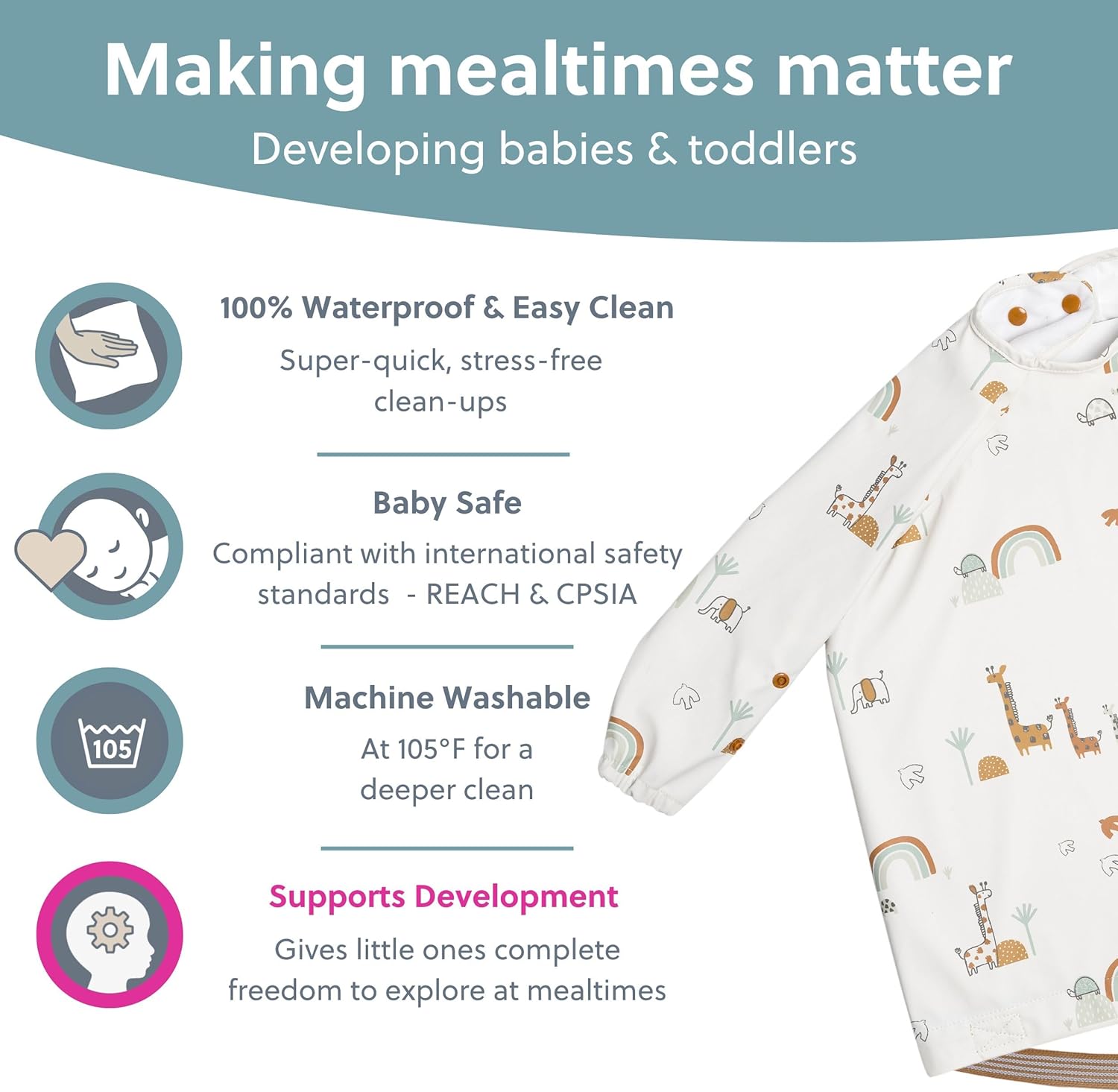 Thumbnail 3 de BIBaDO Long Sleeve Baby Bibs 6–36 months