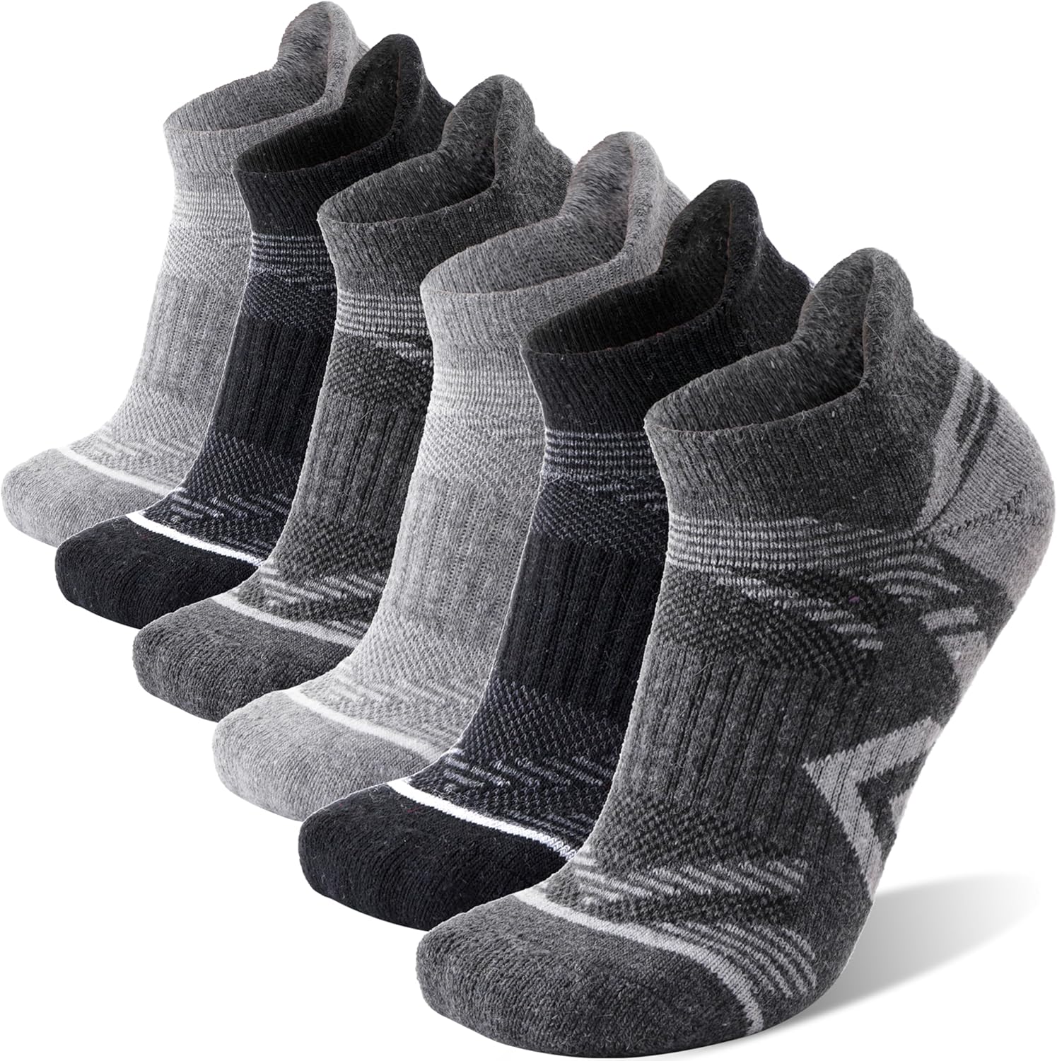 ANTSANG Merino Wool Ankle Hiking Socks, 6 Pairs