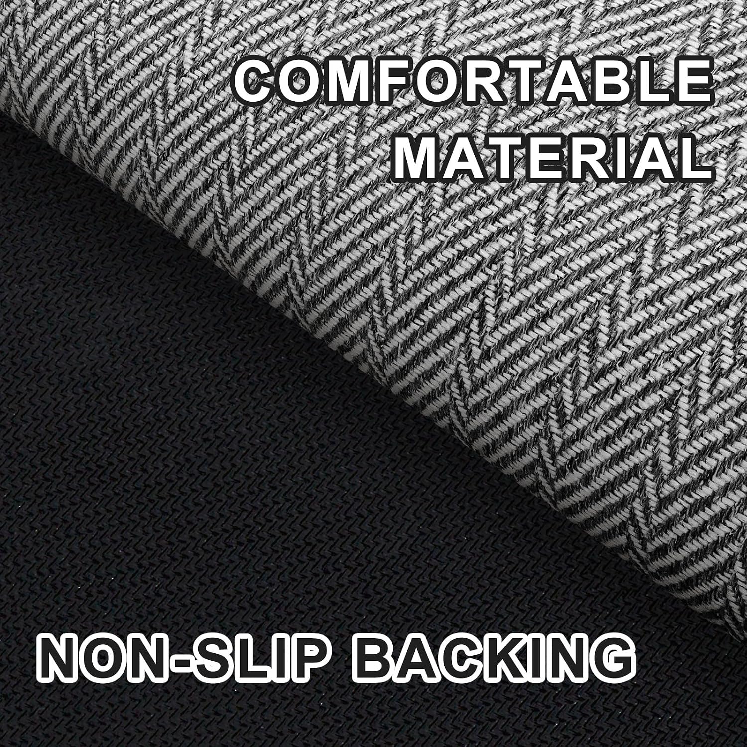 Thumbnail 2 de BEISIFLOOR 24"x36" Indoor Door Mat, Low-Profile Gray Herringbone with Rubber Backing