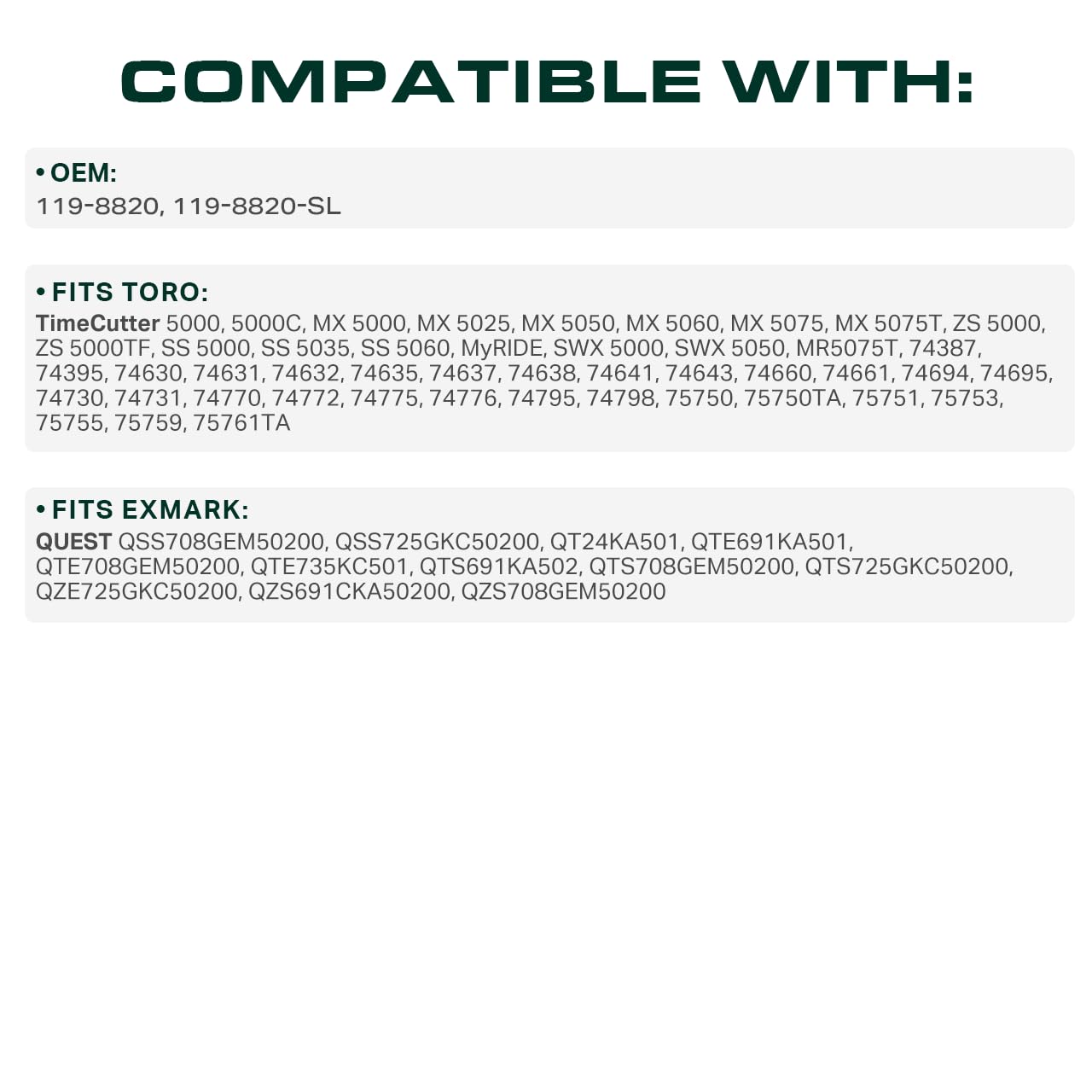 Thumbnail 2 de UDC Parts 119-8820 Deck Belt Replacement (141.1 in) for Toro TimeCutter & Exmark Quest 50 in mowers