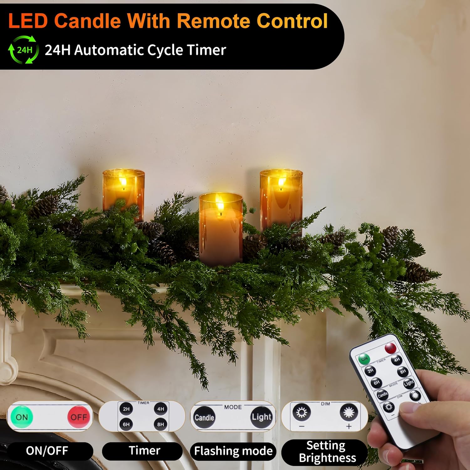 Thumbnail 2 de daphomeu Velas LED 3D recargables con mando y temporizador 🕯