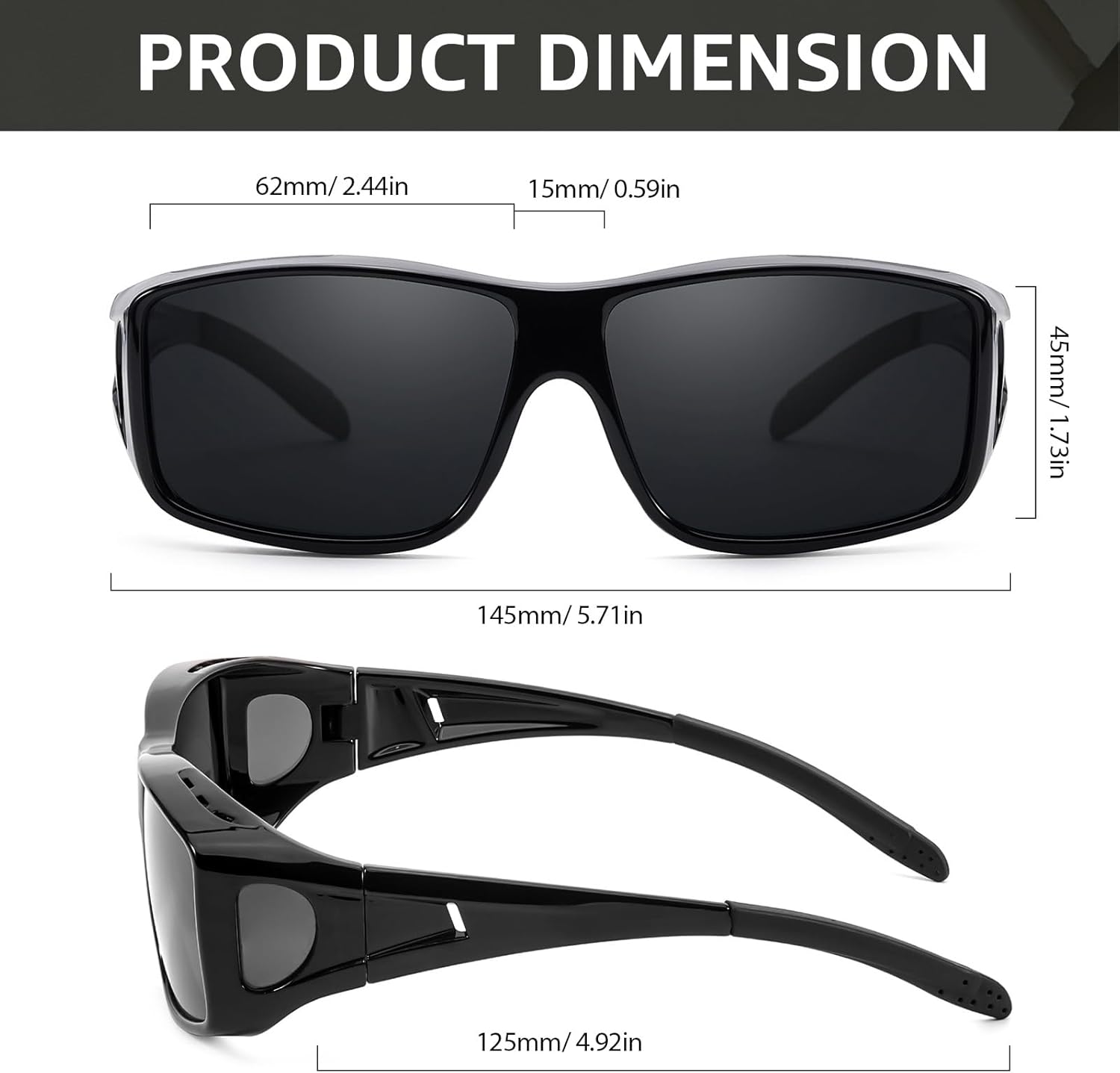 Thumbnail 2 de TJUTR Polarised Over Glasses Sunglasses – UV400 Wrap Around for All-Day Comfort