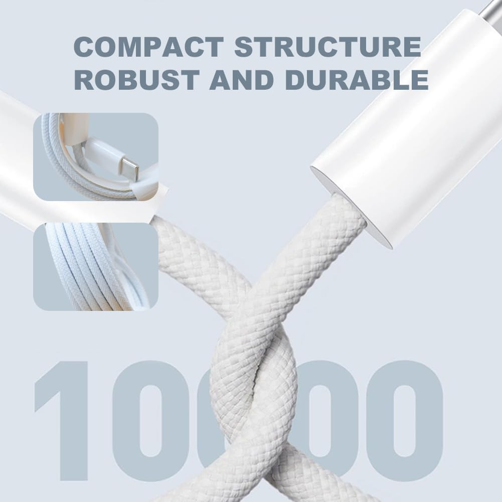 Thumbnail 3 de Honoflux USB C to USB C Cable for iPhone 16/15 — 2 Pack, 60W, 2m Nylon Type-C to Type-C Cables