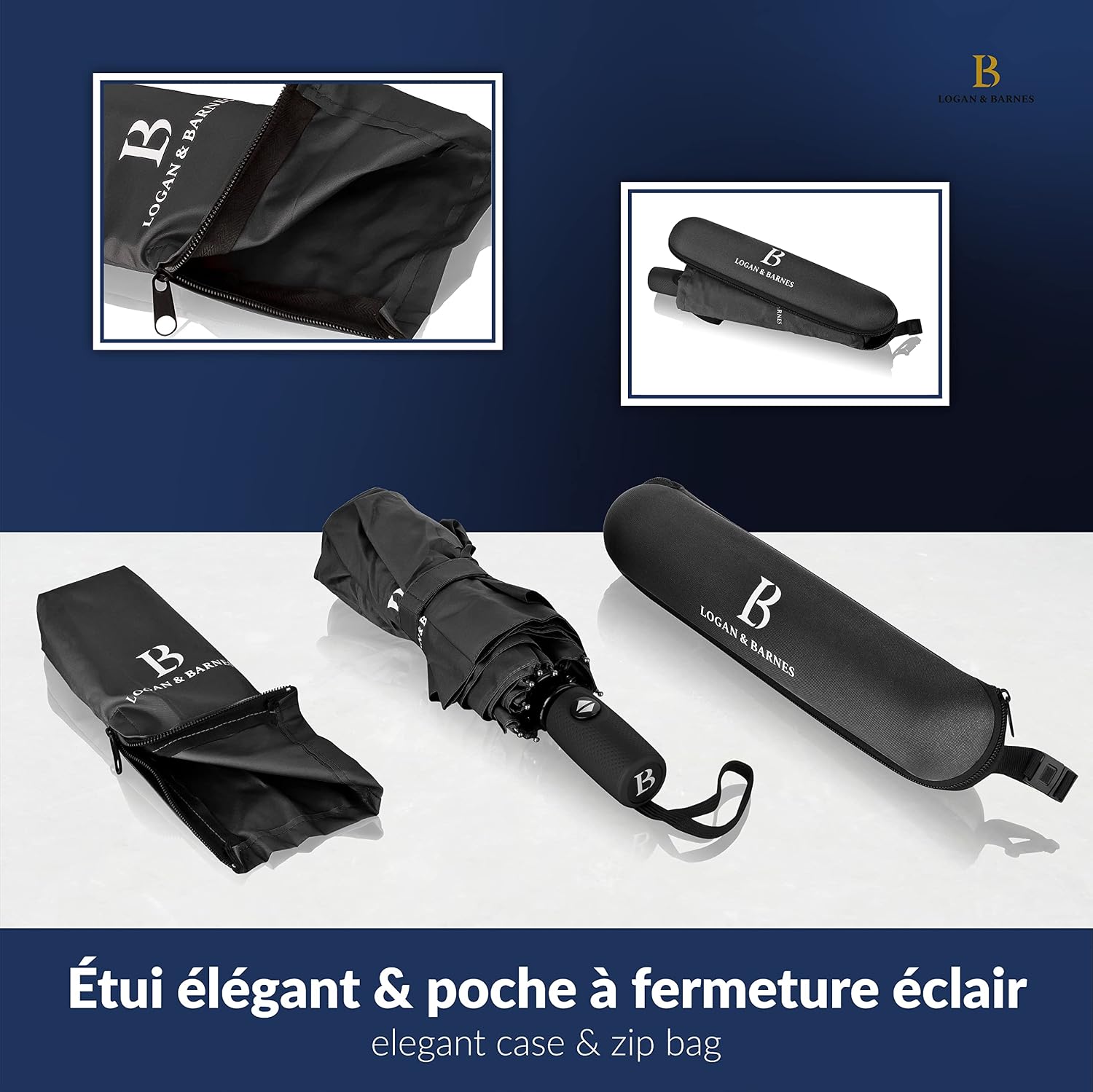 Thumbnail 3 de LOGAN & BARNES Parapluie résistant aux tempêtes Boston — compact et fiable, up to 140 km/h