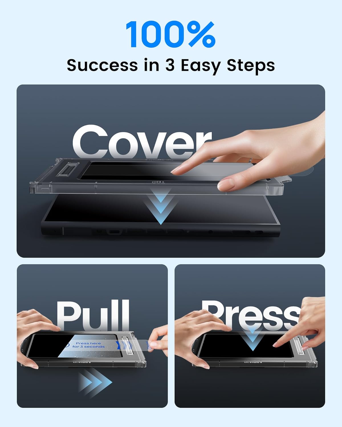 Thumbnail 2 de TRANSNOVO Nintendo Switch 2 tempered glass screen protector (HD clear, 9H) – 3 pack with auto alignment tool