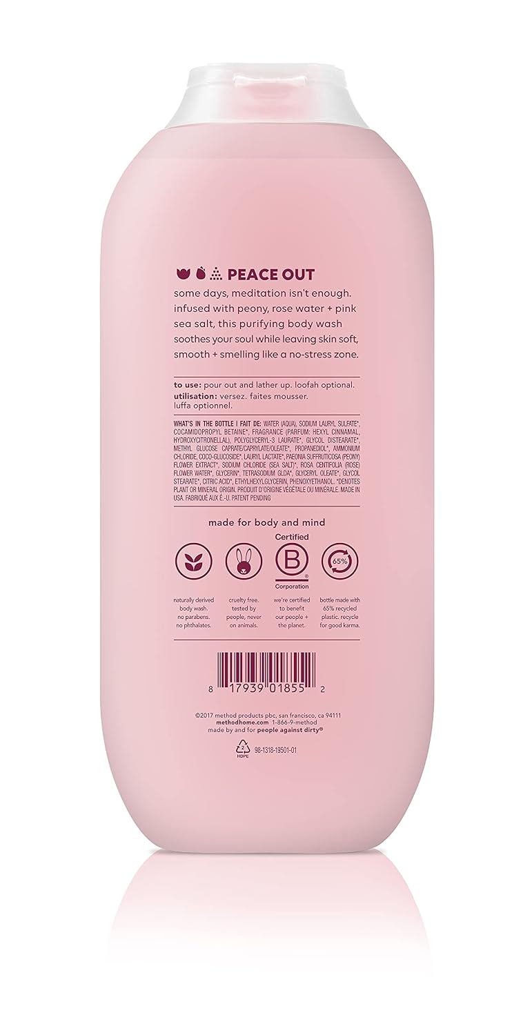 Detalle 2 de Method Body Wash, Pure Peace (3-Pack) — Paraben & Phthalate Free Detoxifying Gel Soap, 18 oz Bottles