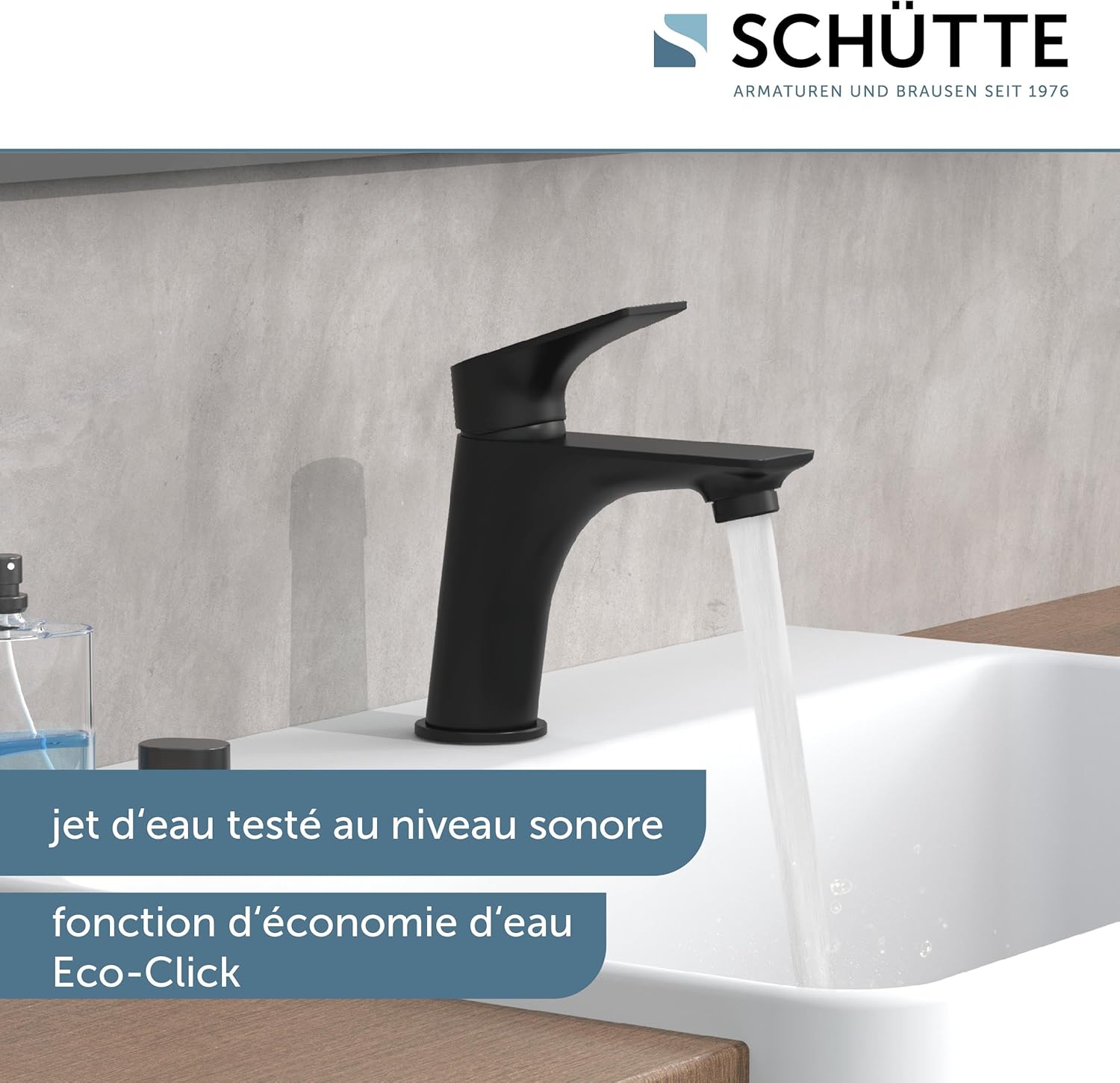 Thumbnail 1 de SCHÜTTE BOSTON: Robinet de lavabo noir mat – mitigeur moderne avec vidage Push-Pop et assemblage complet