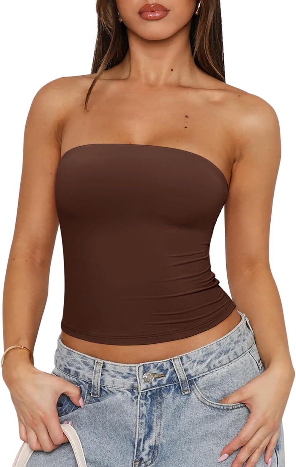Thumbnail 6 de REORIA Women’s Strapless Tube Top (Double Lined, Non-Slip) Y2K Backless Crop Top for Summer Going Out