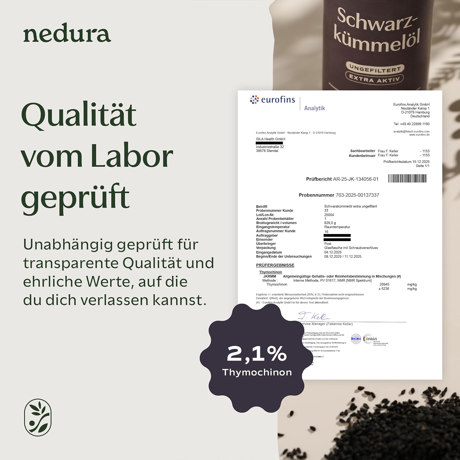 Thumbnail 1 de nedura® Schwarzkümmelöl extra aktiv (ungefiltert) 250 ml – kaltgepresst aus äthiopischem Schwarzkümmel