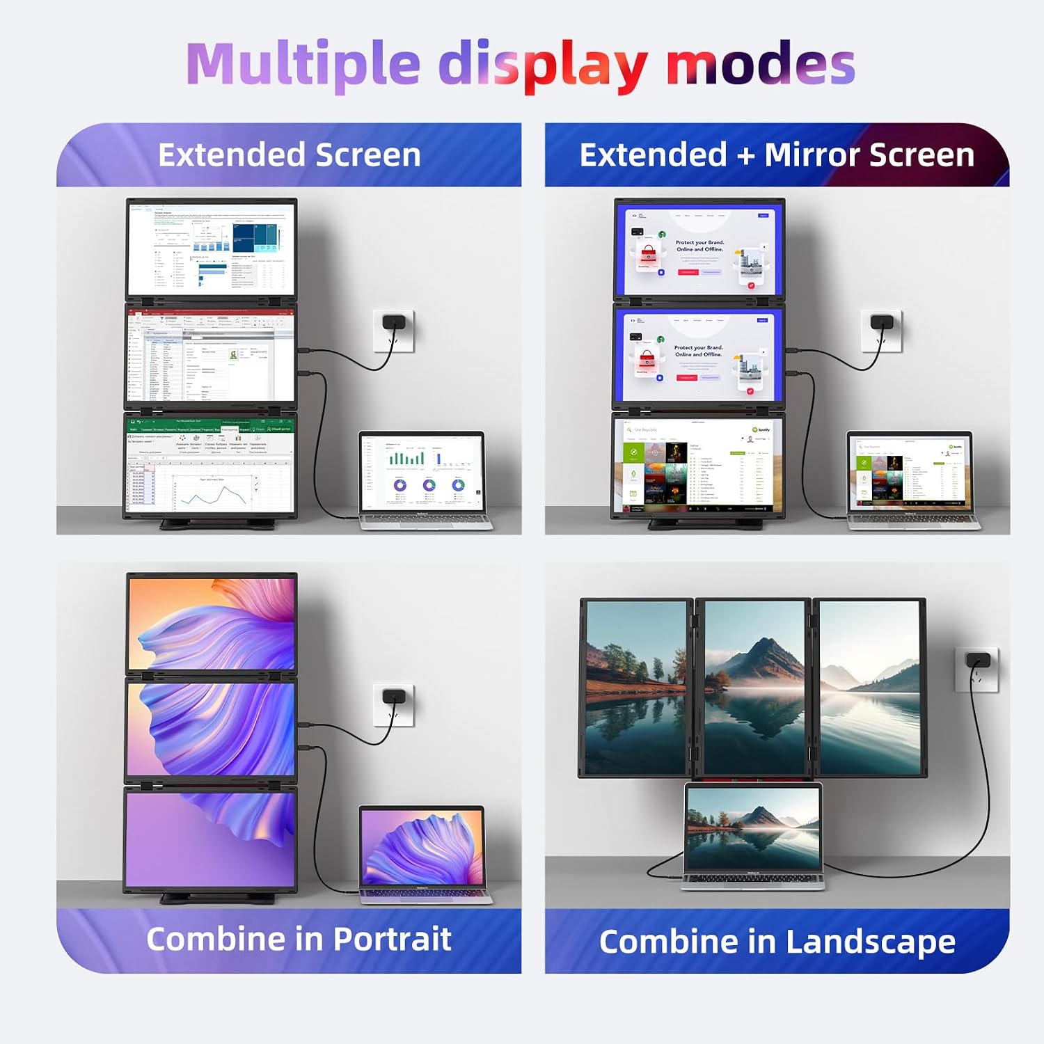Detalle 2 de Quad Laptop Screen Extender 15.6" 30" Combined