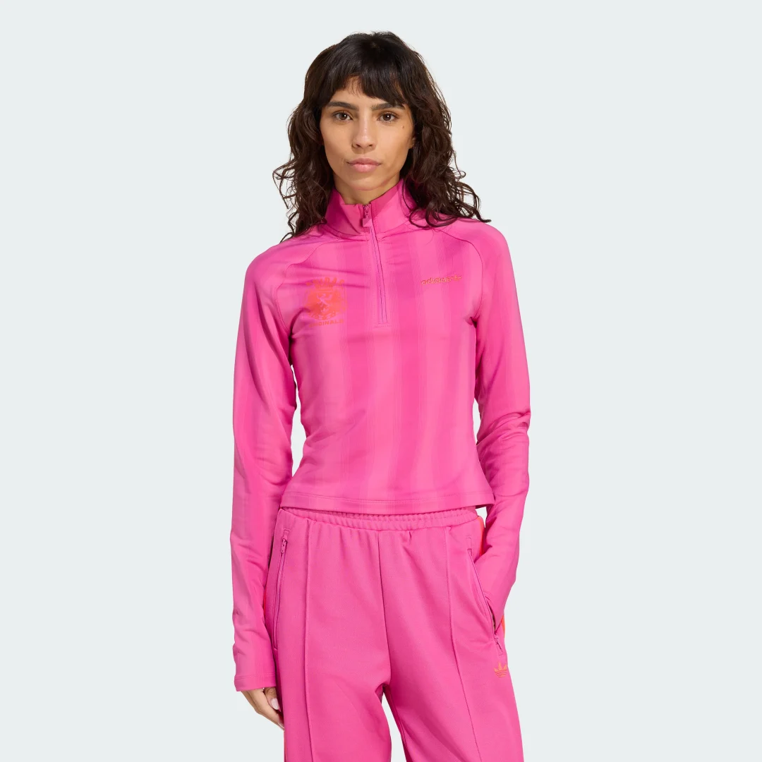 Detalle de Adidas Camiseta manga larga Half-Zip Rosa