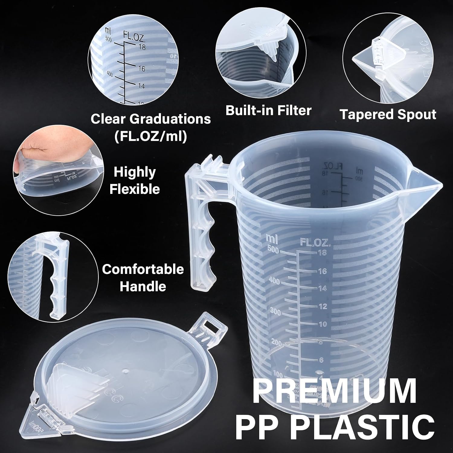 Detalle de Lainballow Plastic Measuring Beakers, 500 mL