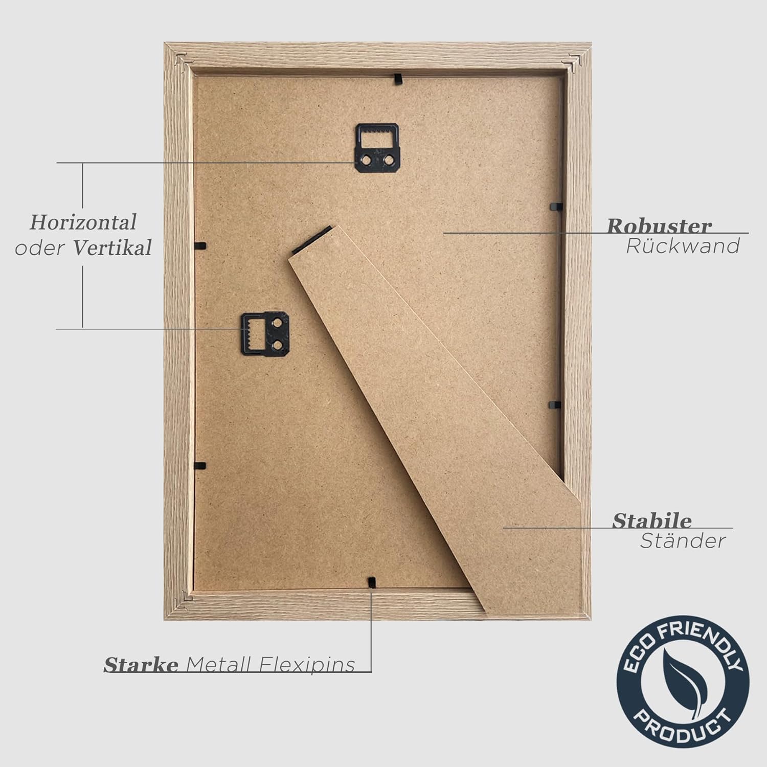 Thumbnail 2 de VUVUZULA Bilderrahmen 20x30 cm Natur Holz MDF 3er Set