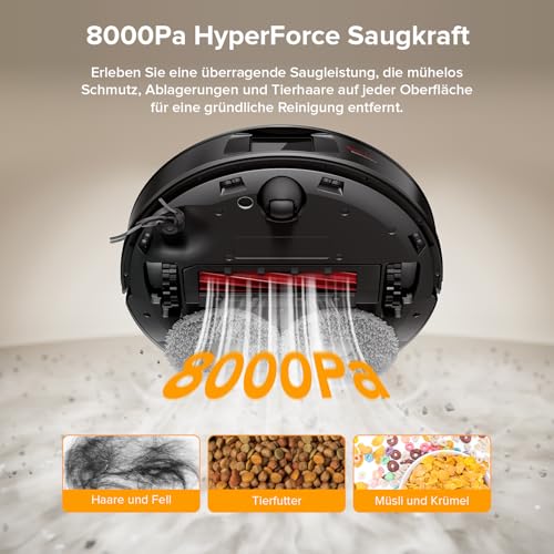 Detalle de roborock QV 35A Set Saugroboter mit Wischfunktion – 8000 Pa Kraft, LiDAR-Navigation, Selbstreinigung