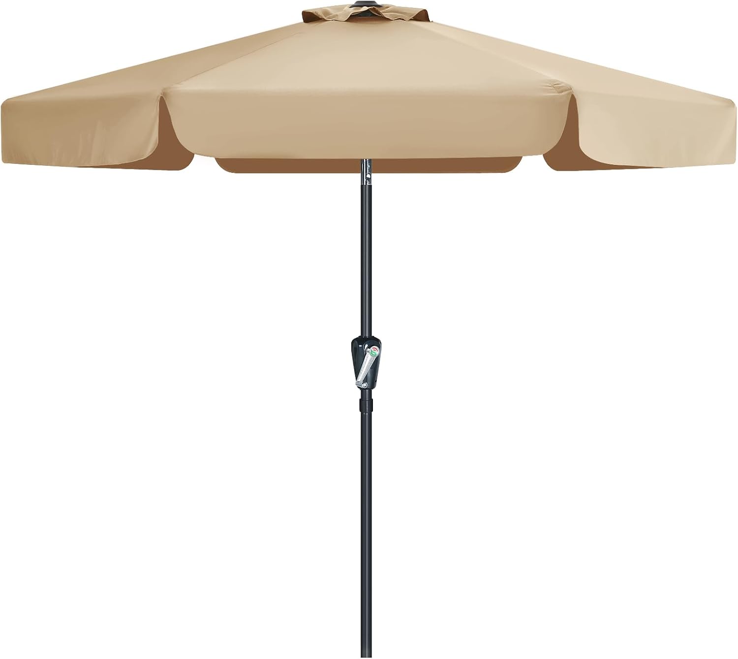Detalle de MasterCanopy Valance Patio Umbrella for Outdoor Table (2.3M, Khaki) – Robust 6-Rib Design
