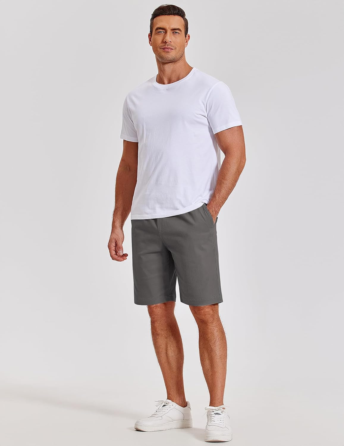 Detalle de COOFANDY Men's Casual Cotton Shorts with Elastic Waist and Drawstring