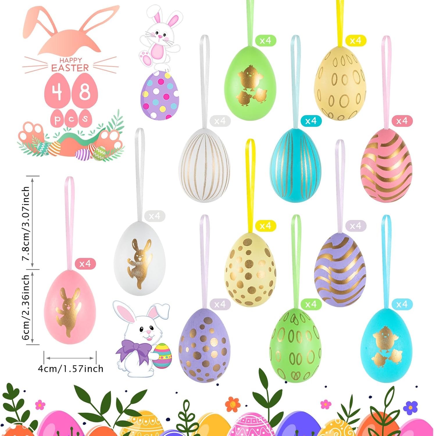 Thumbnail 1 de Kunststoff Ostereier zum Aufhängen 48er Set