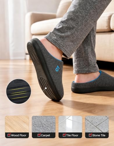 Detalle 1 de VeraCosy Men's Two-Tone Memory Foam Slippers, Dark Grey/Blue, UK 6/7