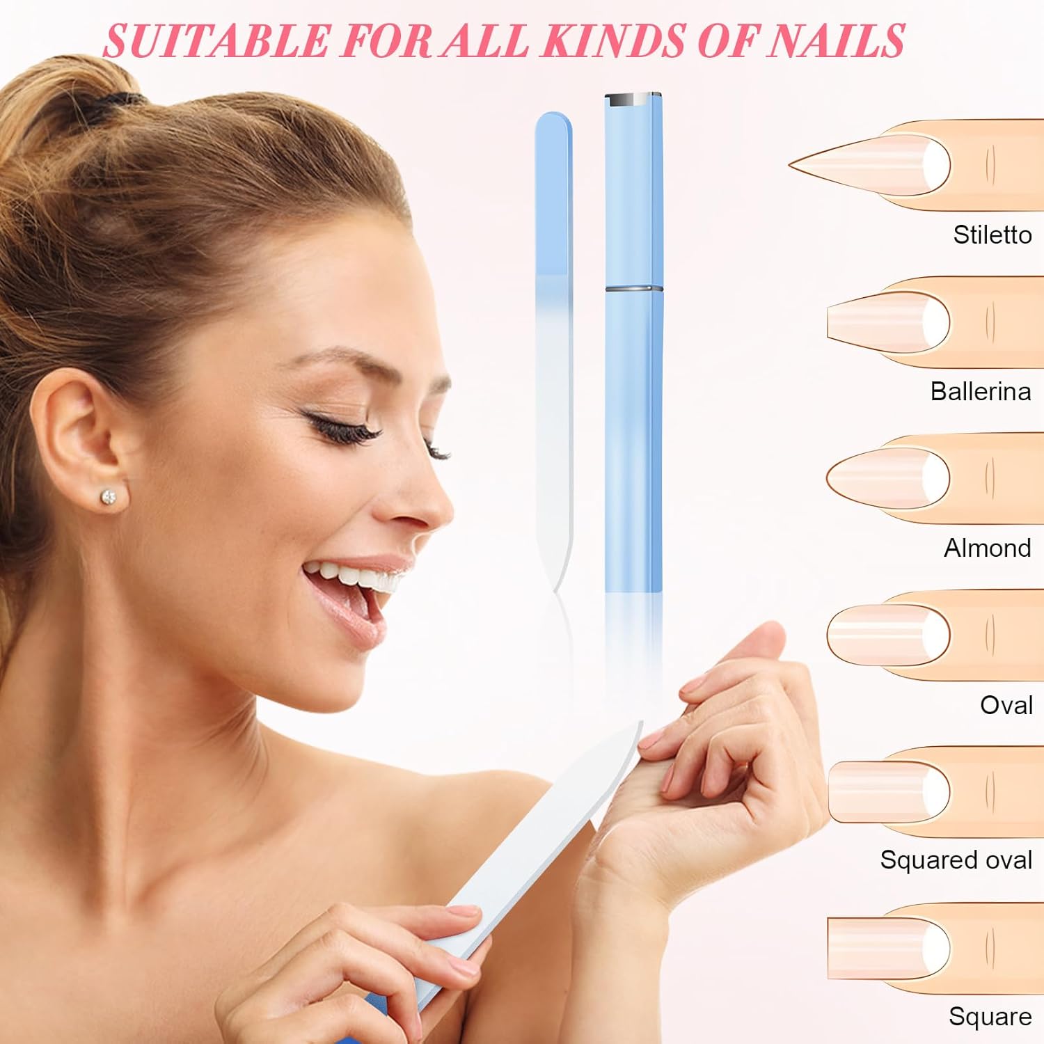 Detalle 2 de NICEMOVIC BLZJC-6p 6-Pack Glass Nail Files, Double-Sided, Gradient Colors