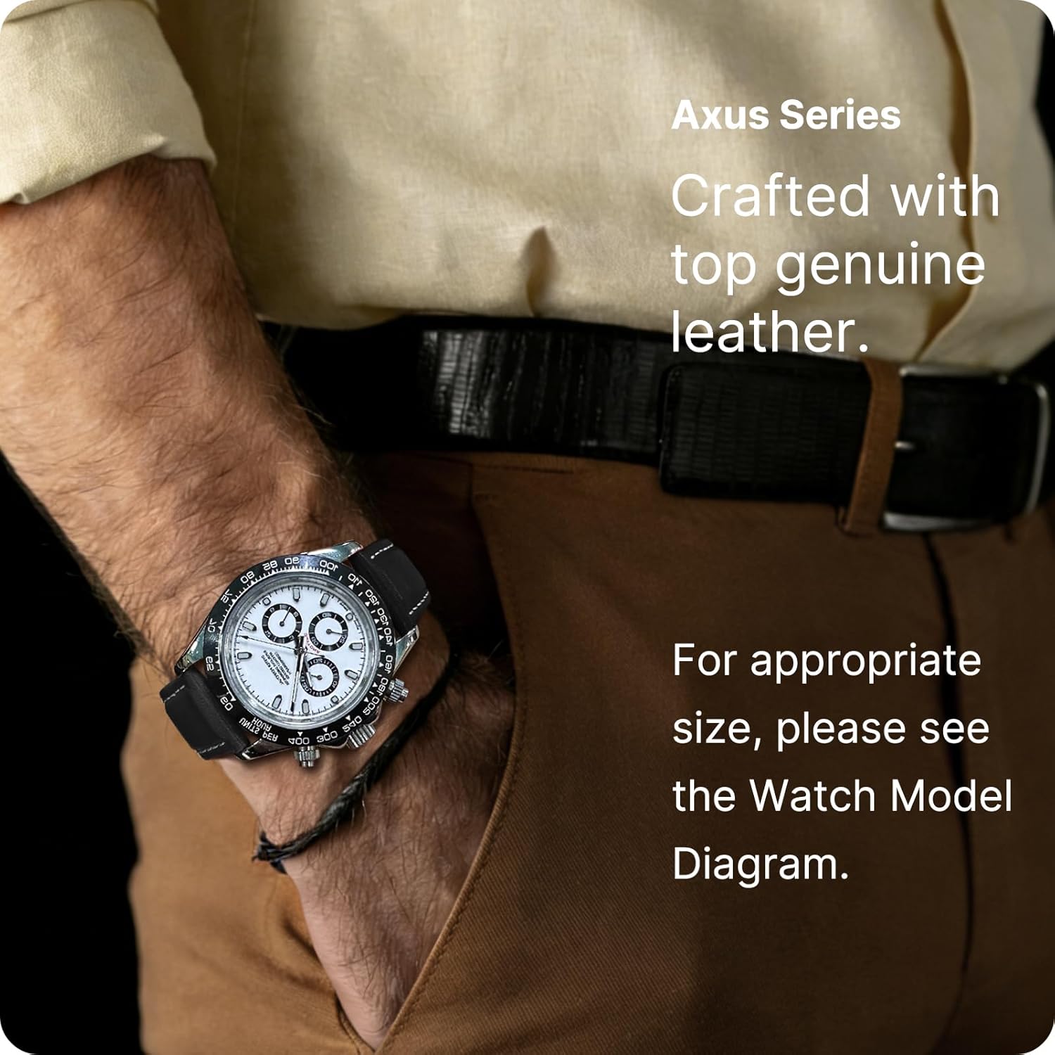 Detalle de Fullmosa Cinturino in Pelle 22mm con Quick Release per Orologi e Smartwatch – Nero
