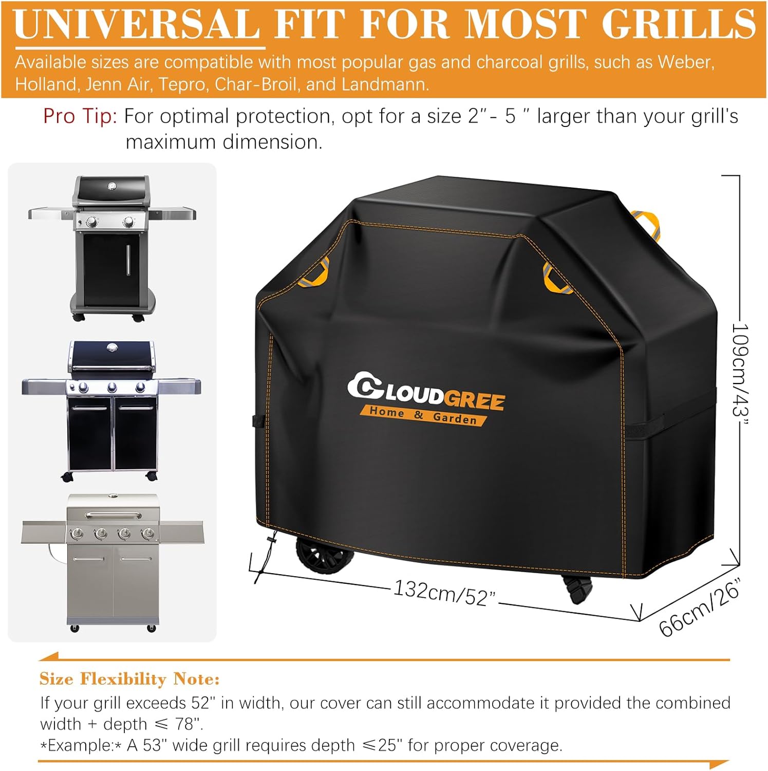 Detalle de Cloudgree BBQ Gas Grill Cover: Heavy‑Duty Oxford Shelter for Outdoor Grills