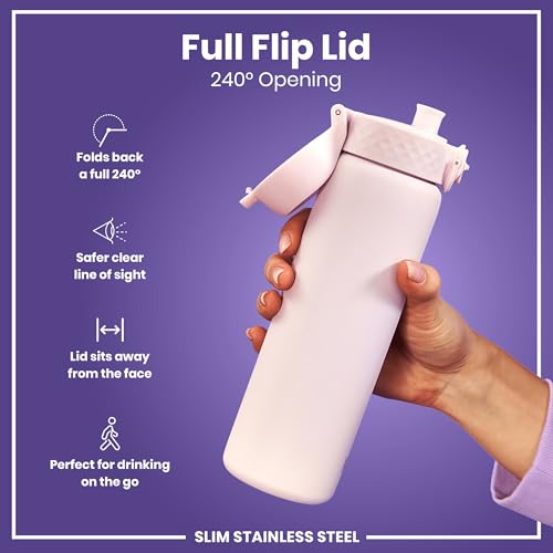 Detalle de Ion8 Lightweight Steel Water Bottle 600 ml / 20 oz (Lilac Dusk) – Non-Insulated, Leak-Proof & Dishwasher Safe