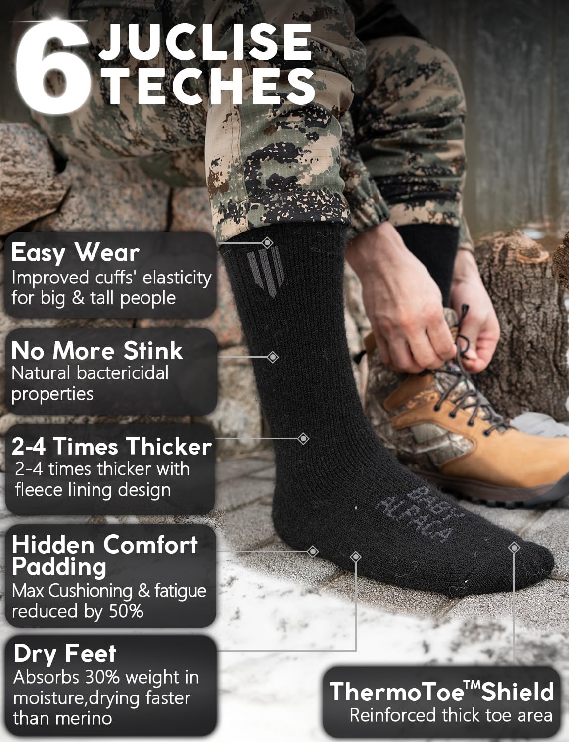 Detalle de Juclise Baby Alpaca Boot Socks, Heavyweight Thermal Cushioning
