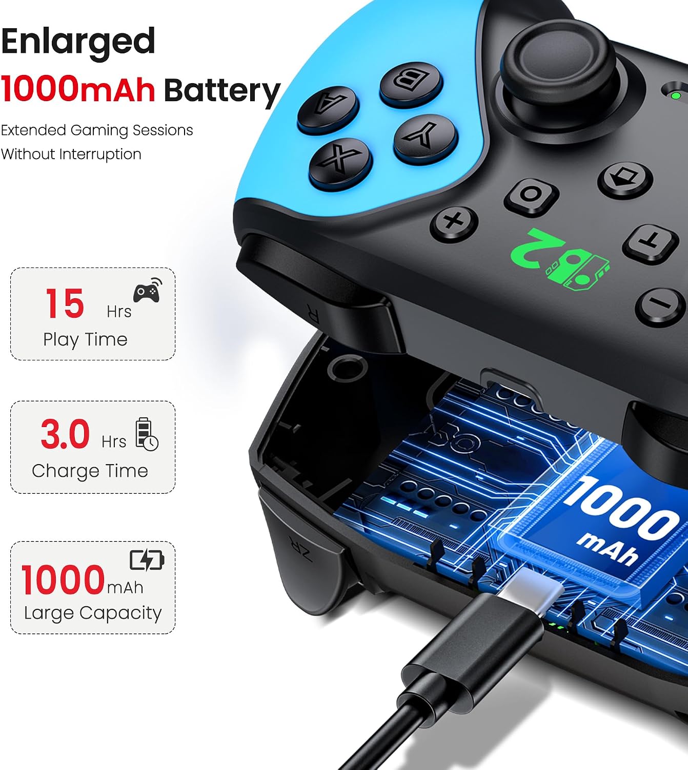 Thumbnail 6 de Wireless Pro Controller 1000mAh für Switch