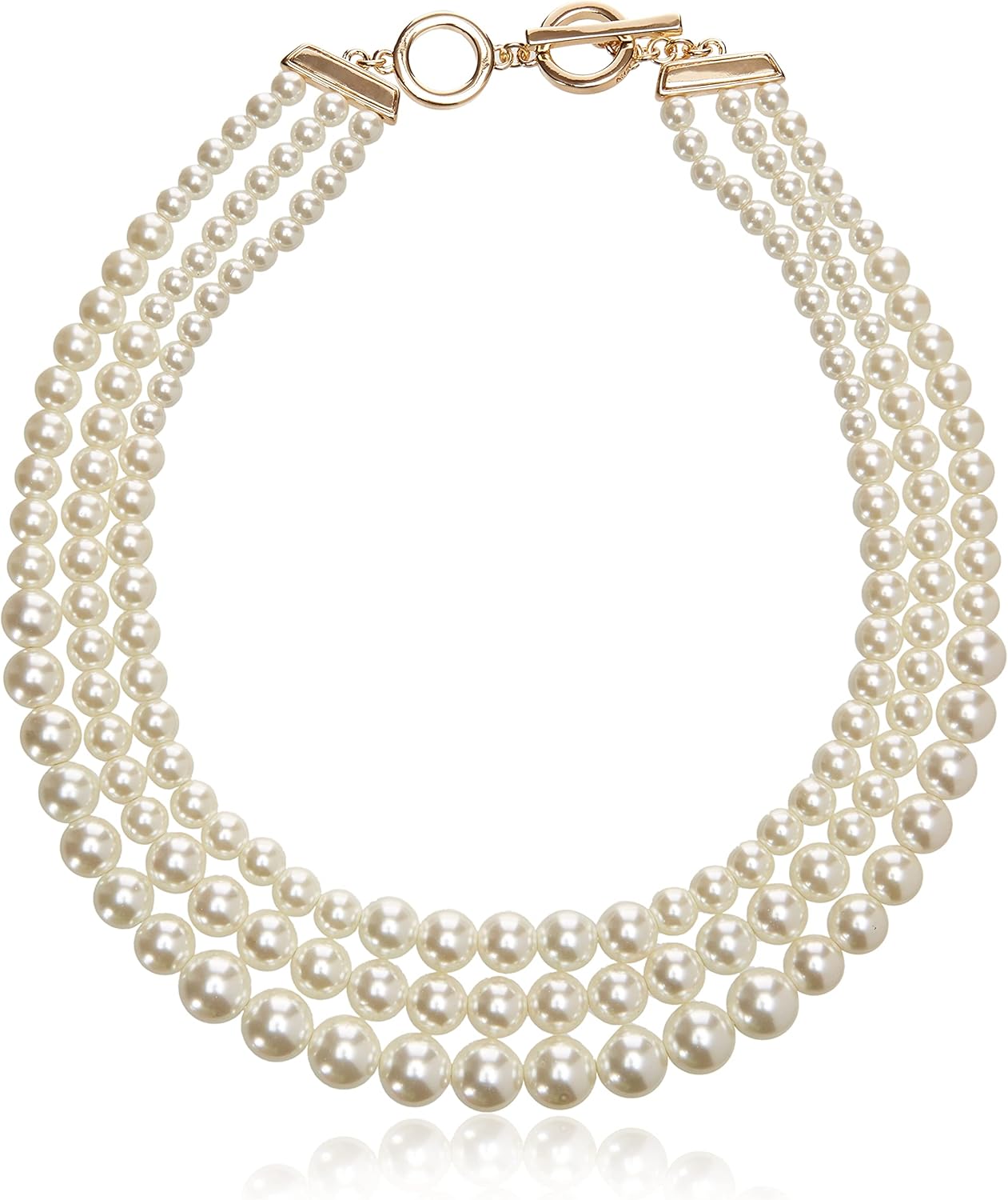 Detalle de Anne Klein Women's Gold-Tone Blanc Pearl Collar Necklace