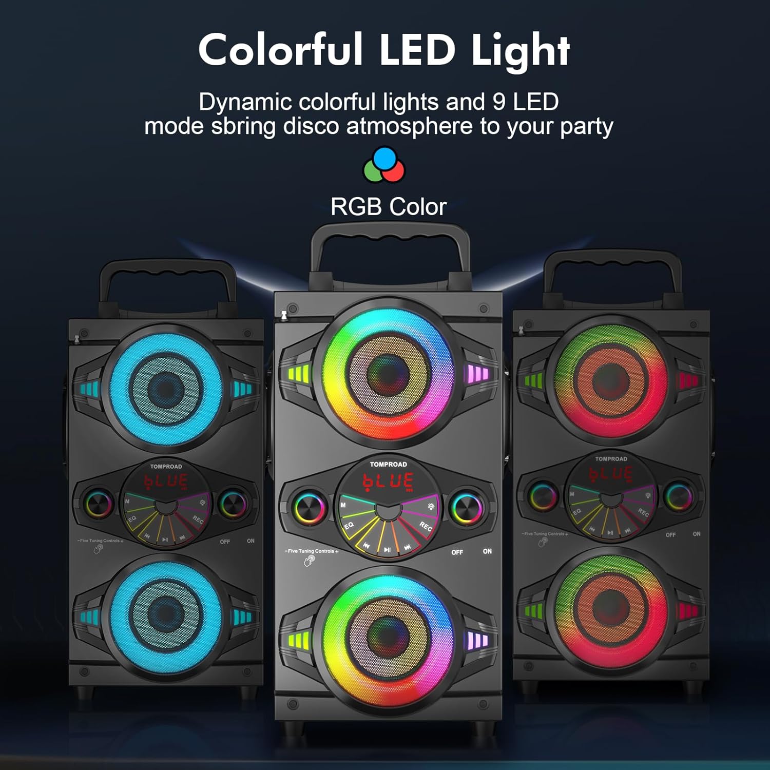 Thumbnail 2 de Altoparlanti Bluetooth A52 da 60 W con subwoofer, LED e karaoke: potenza portatile per feste