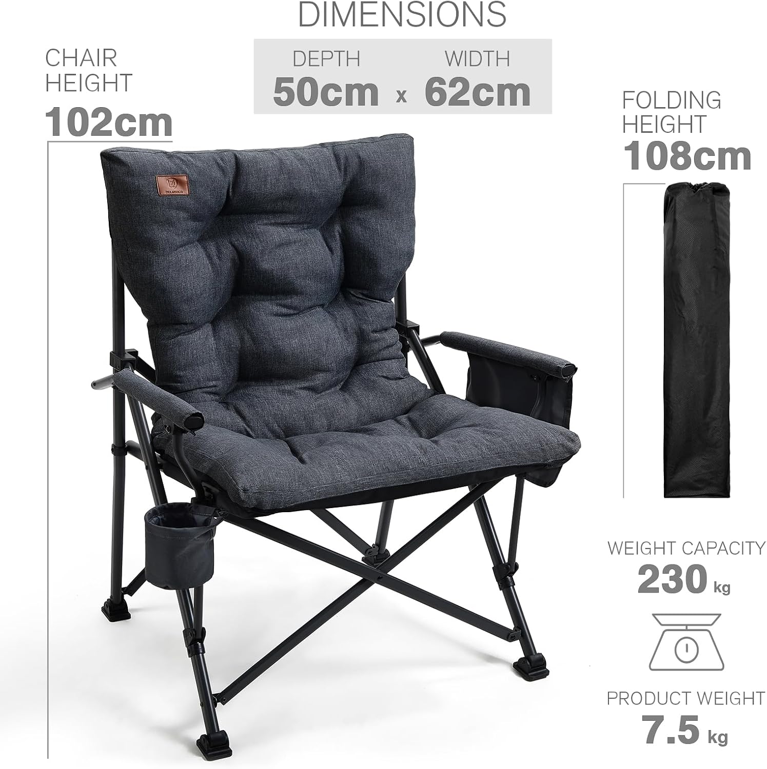 Thumbnail 4 de EVER ADVANCED Oversized Camping Chair 230KG