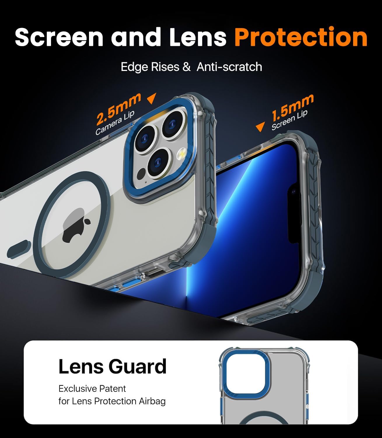 Thumbnail 6 de DEERLAMN Strong Magnetic Case for iPhone 15 Pro Max 6.7" — Clear Slim Shockproof Cover with Military-Grade Drop Protection