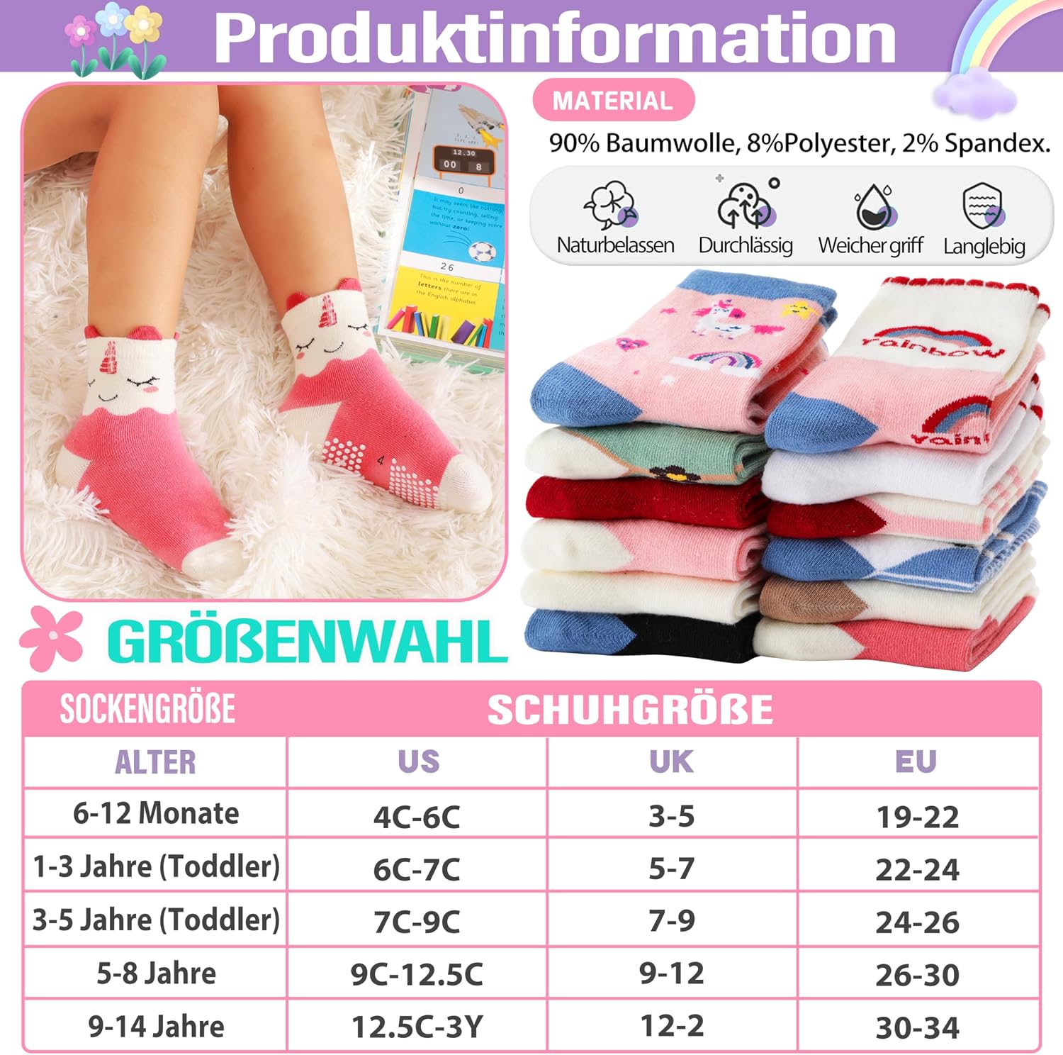 Thumbnail 4 de Welwoos Stoppersocken 12 Paare für Mädchen