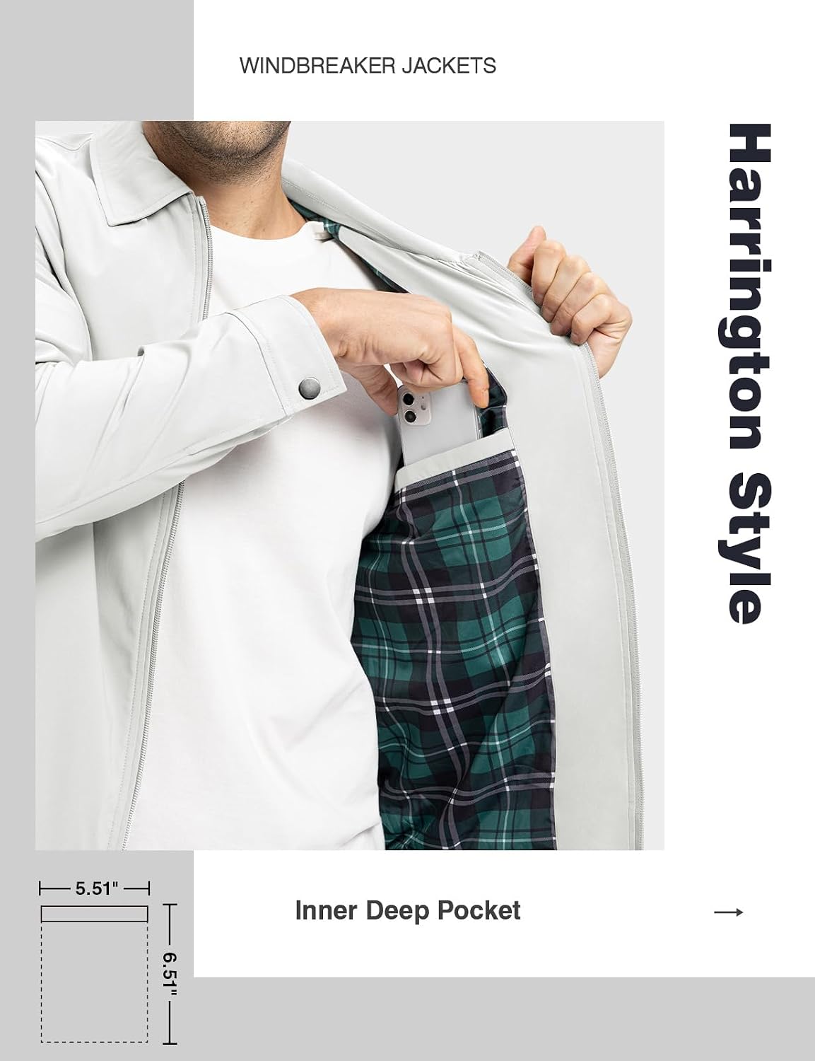 Detalle 1 de TBMPOY Men's Lightweight Windbreaker