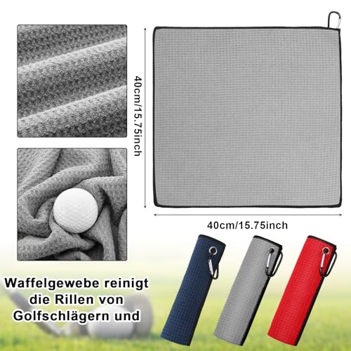 Detalle de Newofview 3-in-1 Golfzubehör Set – Mikrofaser Handtuch, Golfschlägerbürste und Pitchgabel