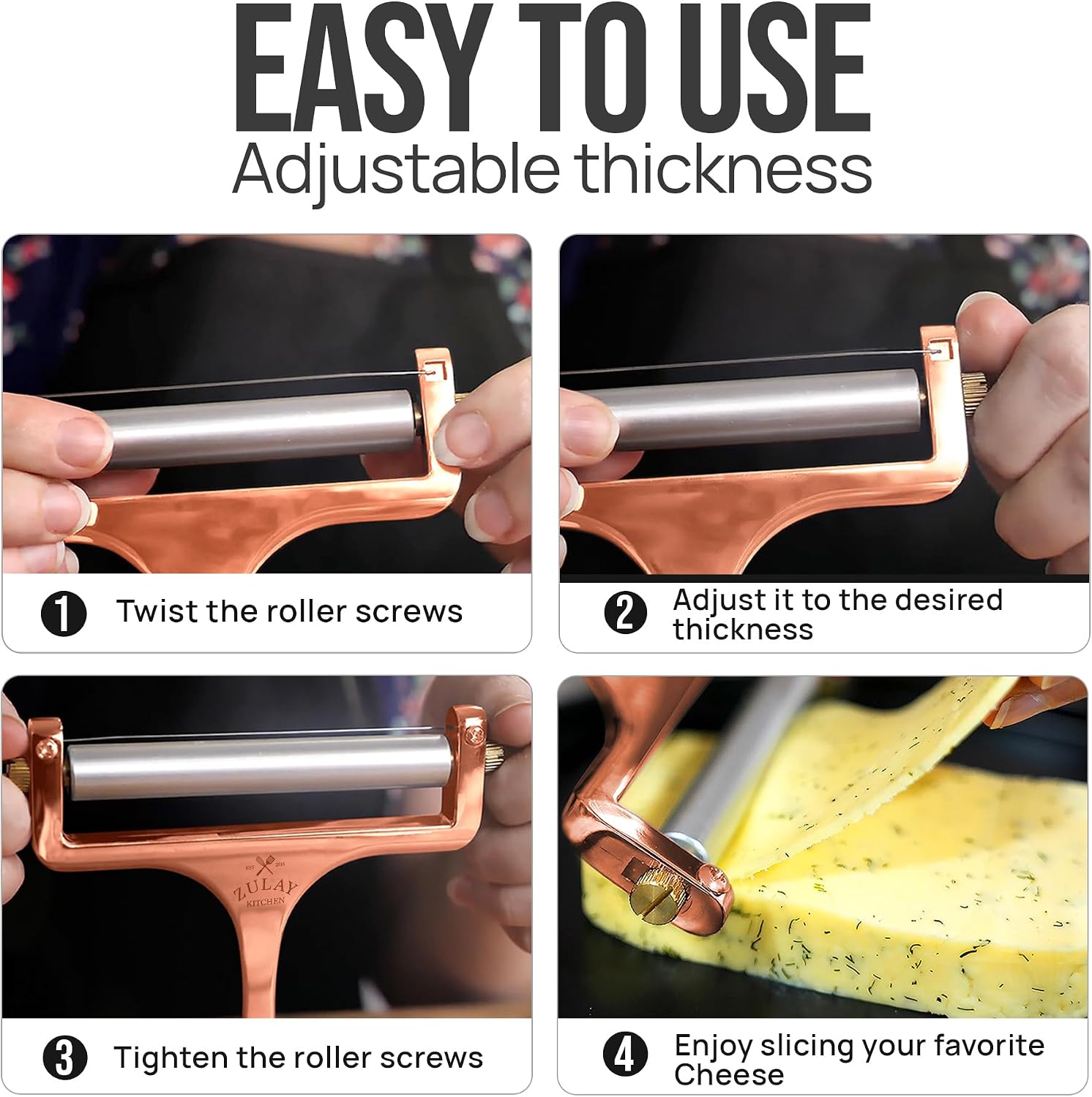 Detalle 1 de Zulay wire cheese slicer with 304 stainless steel wire