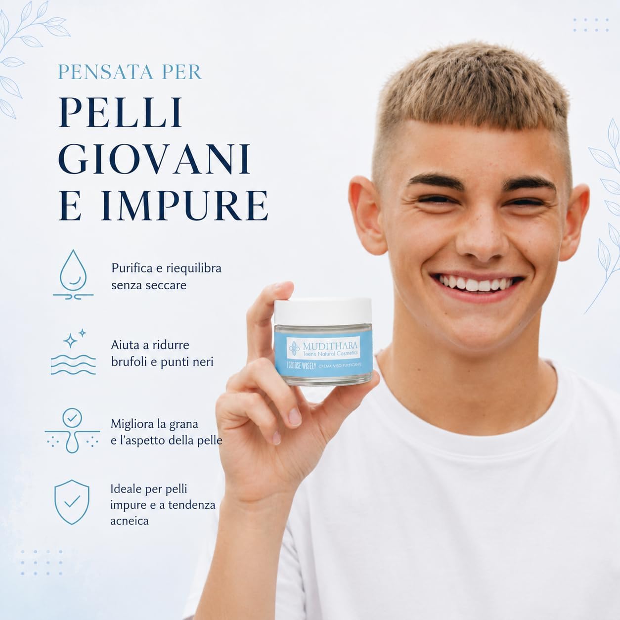 Thumbnail 6 de Mudithara Crema Brufoli Viso Adolescenti 50 ml | Idratante leggera e purificante per pelli impure Miste Grasse