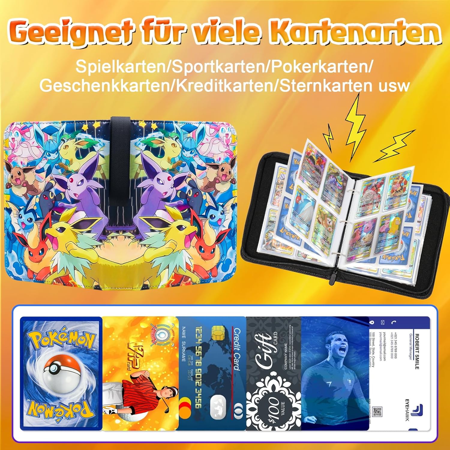 Detalle de LYAILOOGXL Sammelalbum für Pokémon – 400 Karten Platz, PVC-frei, kompatibel mit Scarlet & Violet, Sword & Shield