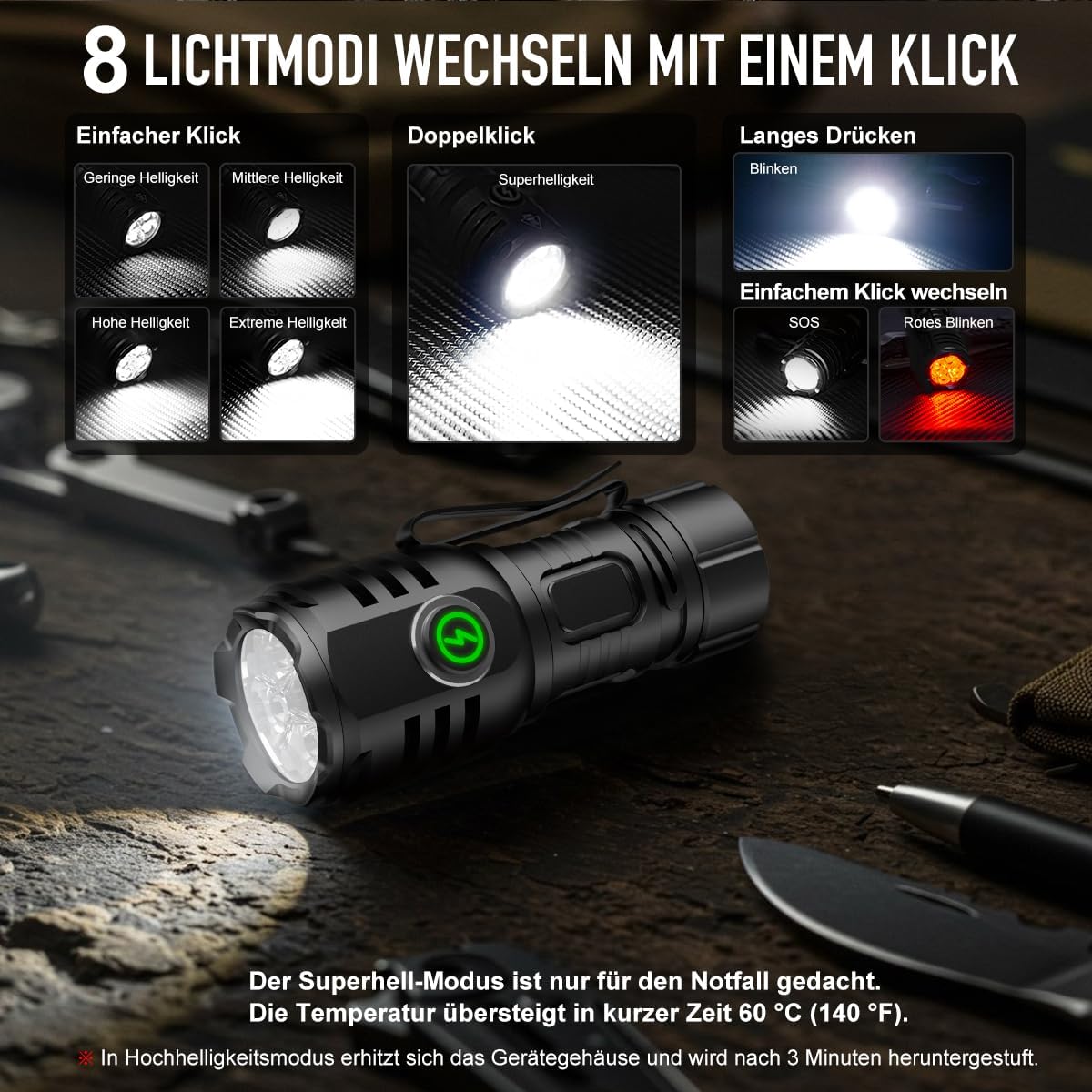 Thumbnail 2 de SKYLLA oplaadbare led-zaklamp met 6000 lumen en USB-C