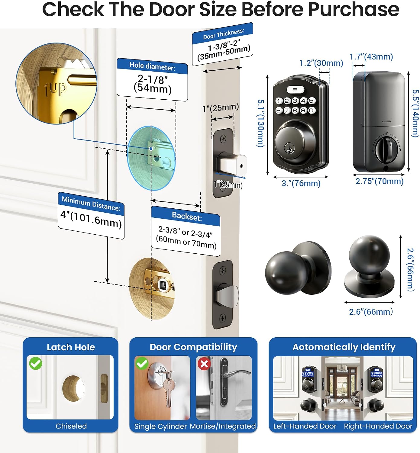 Thumbnail 5 de Veise Keyless Entry Deadbolt Matte Black