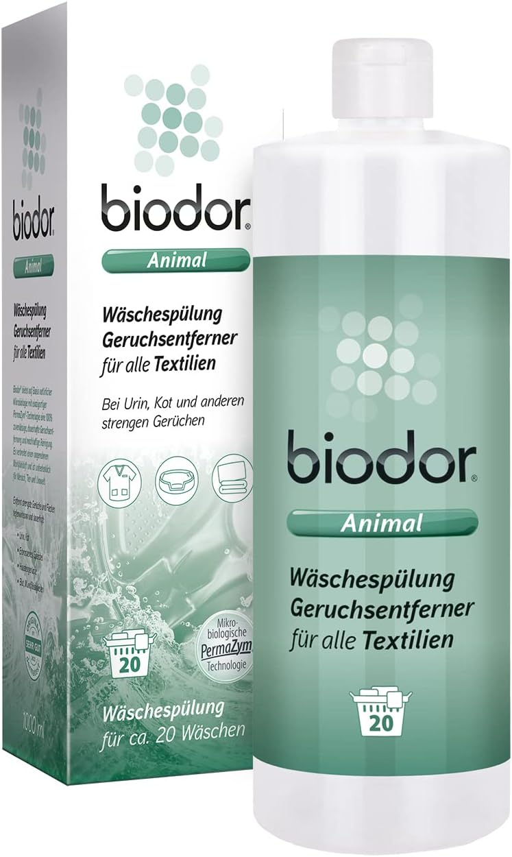 Biodor Animal Wäschespülung 1L – Geruchsneutralisierer, Enzymreiniger und Fleckenentferner für die Tierumgebung