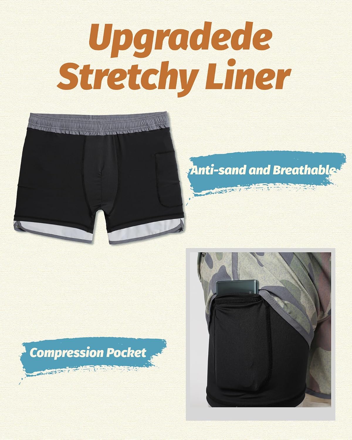 Detalle 2 de MaaMgic 5.5" Vintage 2-in-1 Swim Trunks
