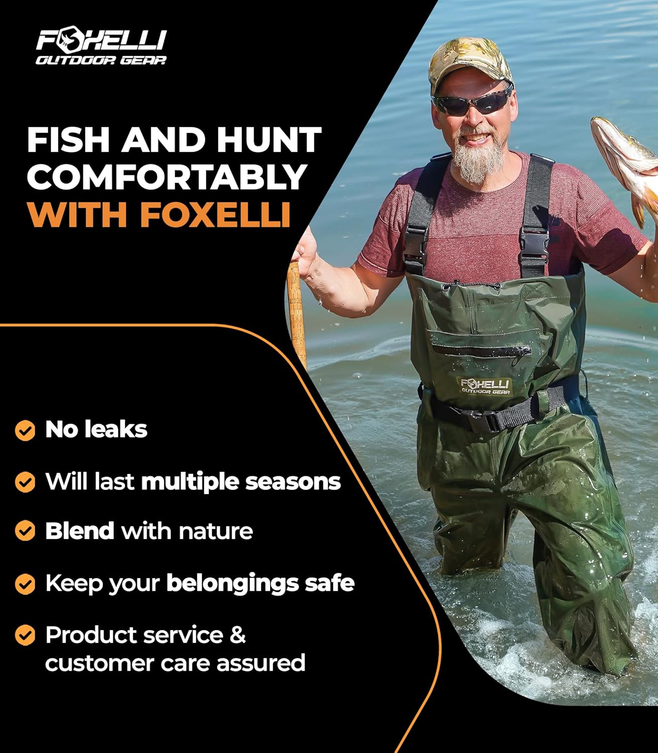 Thumbnail 2 de Foxelli Chest Waders Waterproof Camo, 2-ply
