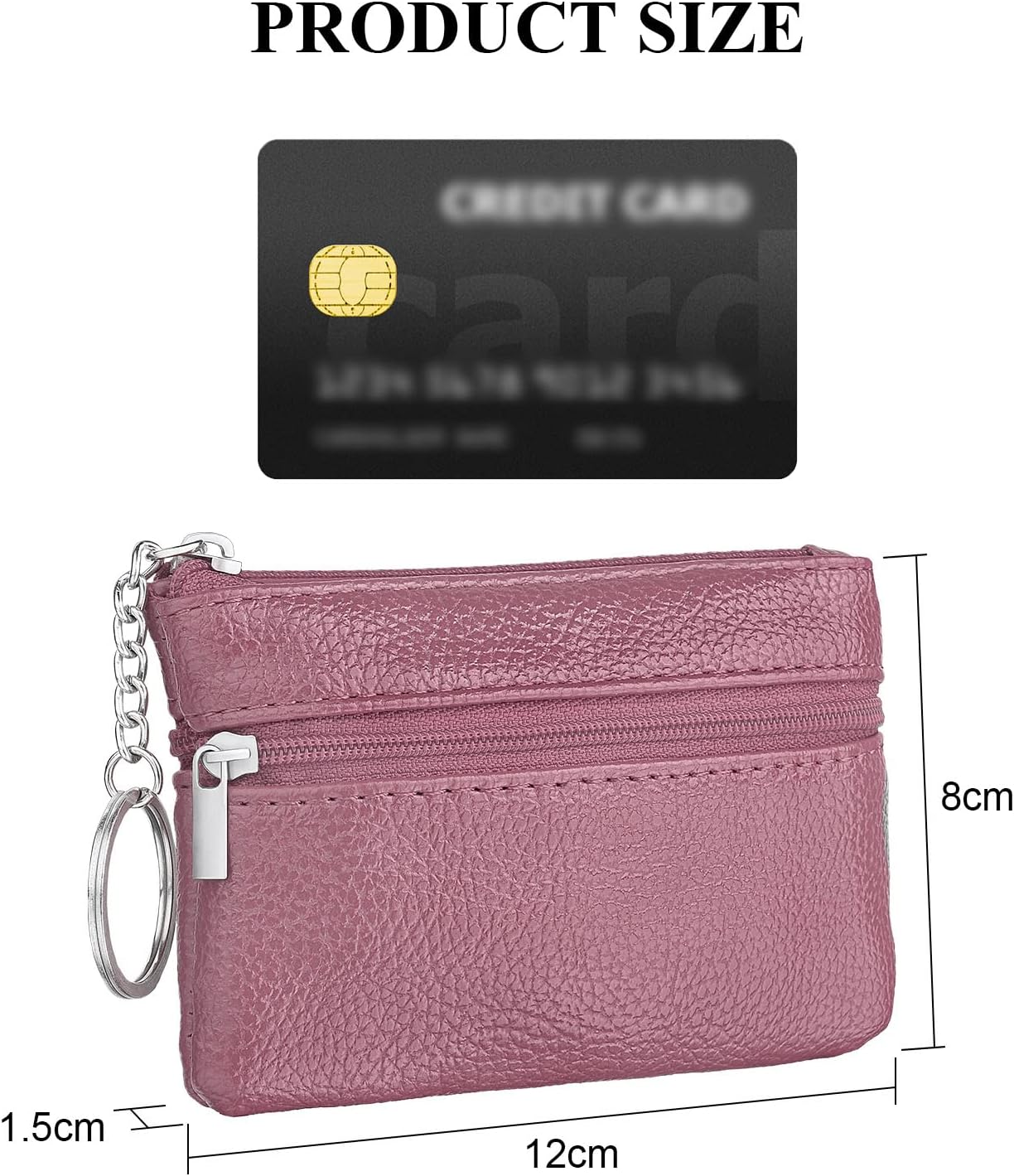 Detalle 2 de Aucuu portafoglio mini da donna in pelle con portamonete, portachiavi e scomparti con cerniera