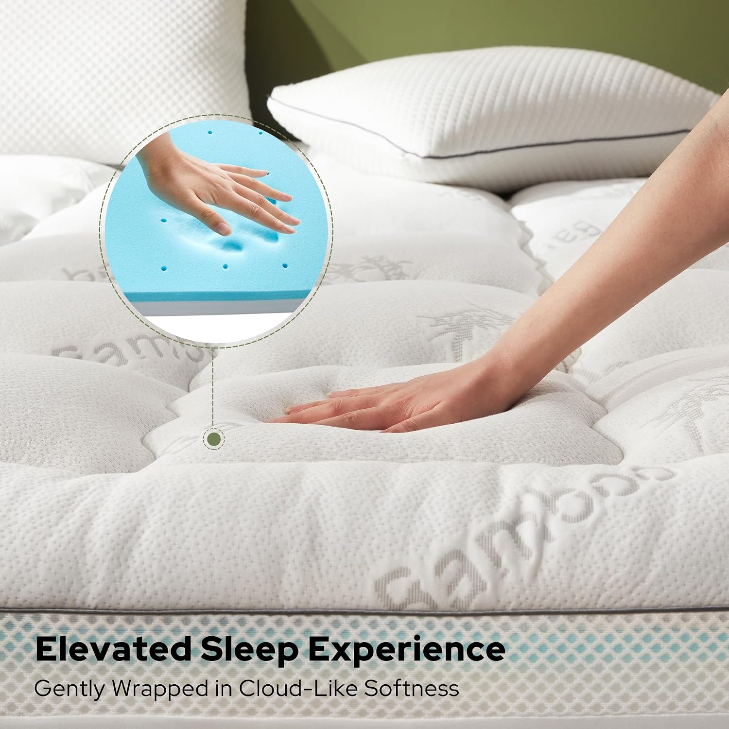 Thumbnail 4 de BEDLORE Double Mattress Topper (2-in-1 dual layer: gel memory foam + plush cover) – medium-firm, OEKO-TEX certified