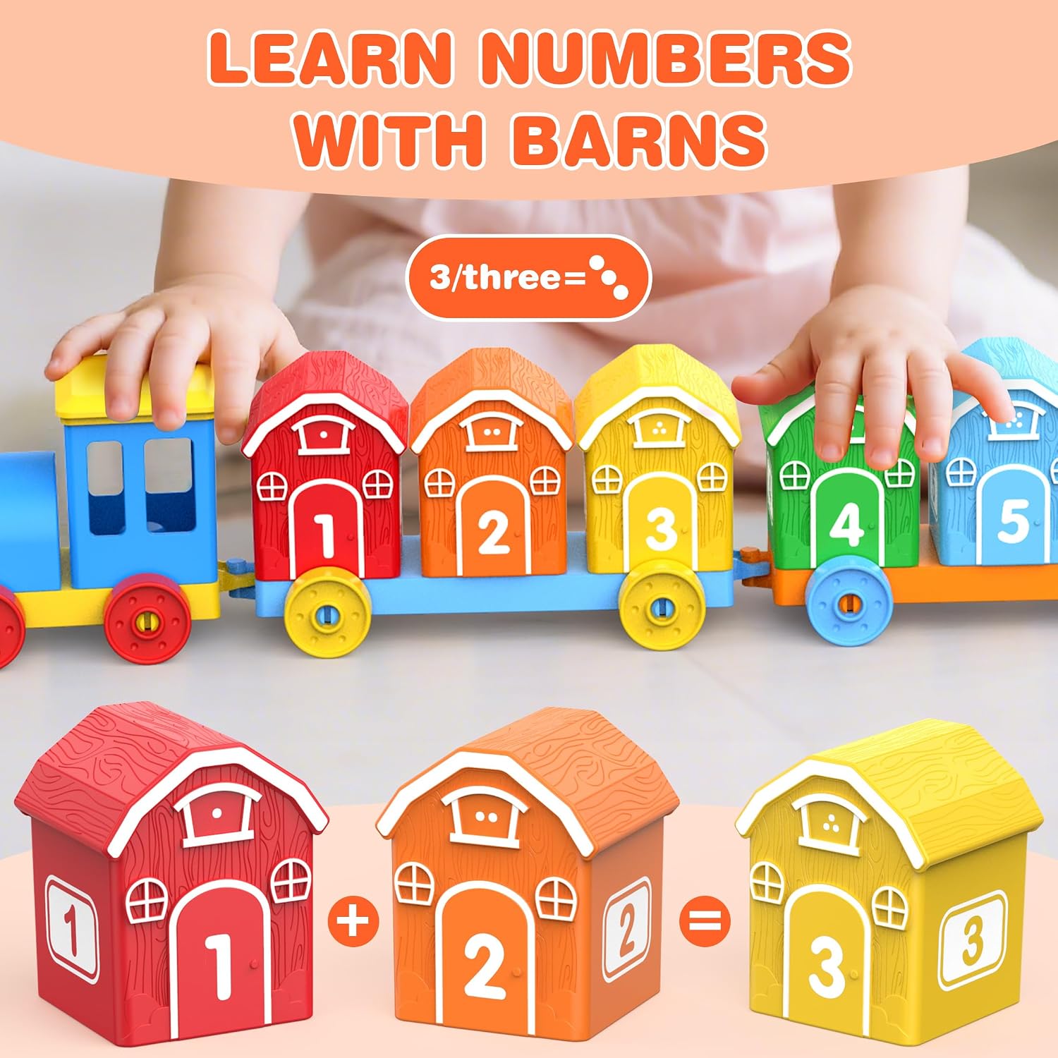 Thumbnail 3 de GooMags Montessori Animal Train Set with 9 Numbered Barns and 10 Finger Puppets