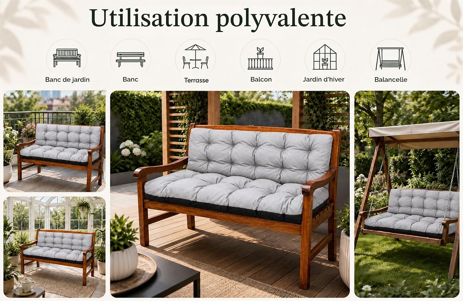 Detalle de Amazinggirl bankkussen 180 x 100 cm, groen polyester voor tuinbank