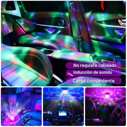 Thumbnail 1 de URAQT Bola de discoteca RGB recargable, 2 unidades con activación por sonido