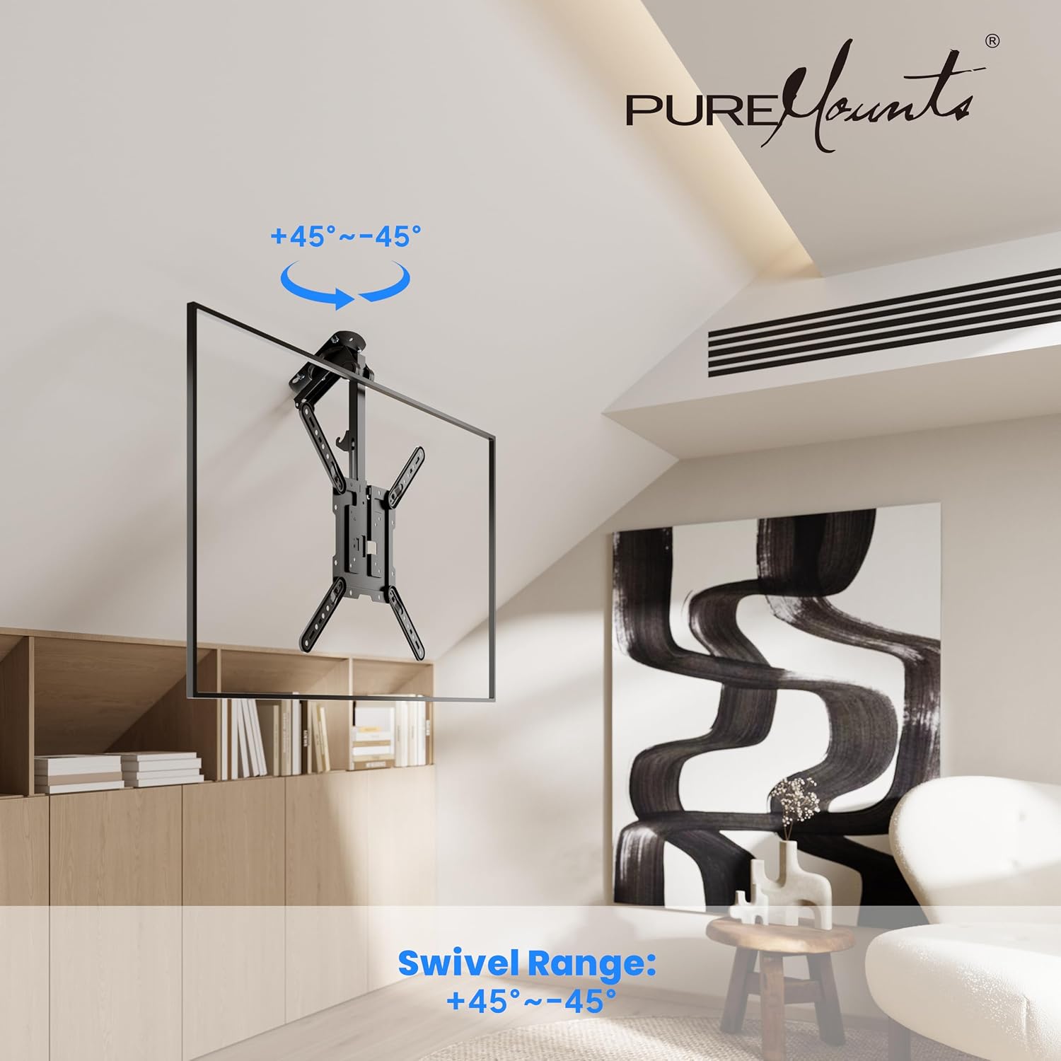 Thumbnail 3 de PureMounts supporto a soffitto per TV pieghevole 23-55 pollici, regolabile e inclinabile, fino a VESA 400x400, nero